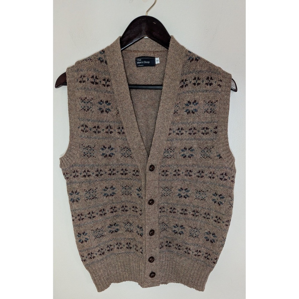 VTG JC Penney Shetland Wool Blend Sweater Vest Academia Preppy Classic Size M
